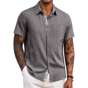 Men's Button Down Shirts Short Sleeve Casual Shirts Summer Beach